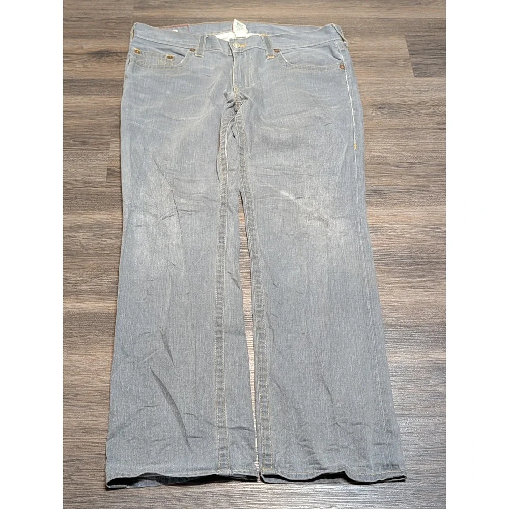 True Religion Bobby Mens Gray Straight Leg Jeans Made in USA Size 38x31